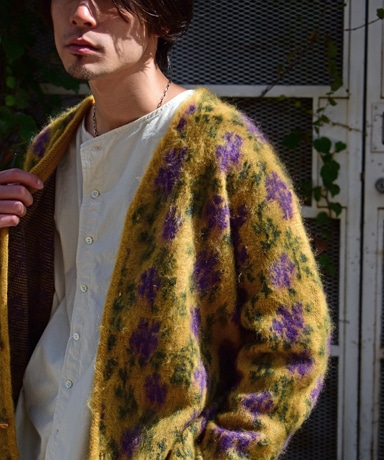 Mohair Cardigan-Flower(L(MEN) Yellow/イエロー): NEEDLES