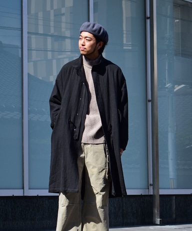 blurhms ROOTSTOCK[ブラームスルーツストック] 23AW Ramie Wool 65 Coat [Black]