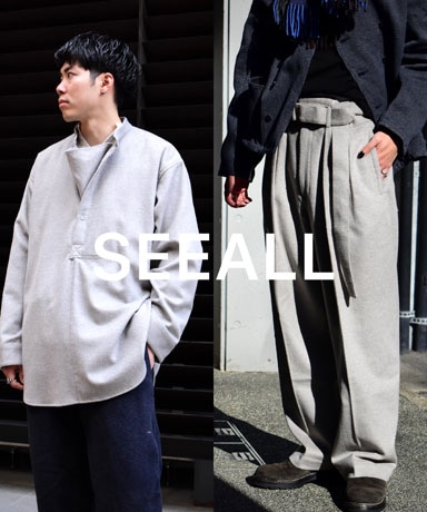SEEALL [シーオール] 23AW MANCHESTER PANTS&UK Pull-Over Dress Shirts [Natural Gray]