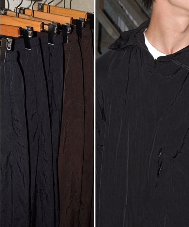 ATON[エイトン] 24AW HAND DYED NYLON CYCLING JKT & OVER PANTS [BLK/BRN]