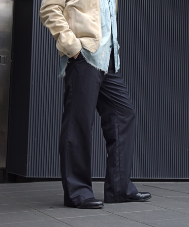 SEEALL-ESSENTIAL FLARE PANTS [NVY STRIPE］