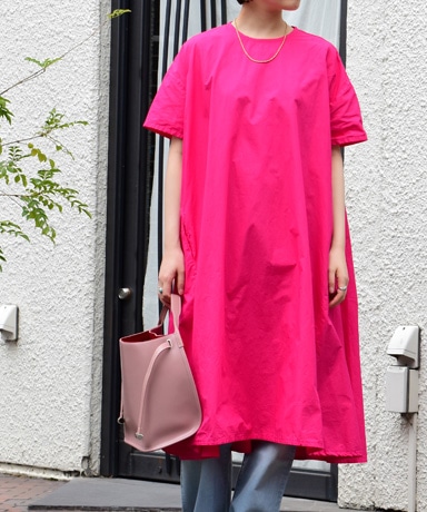 R&D.M.CO-/GARMENT DYE BUGGY DRESS-Fuchsia Pink(1981Lady's)