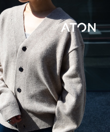 ATON / Wool Cashmere Silk V-Neck Cardigan - Beige (1981Lady’s)