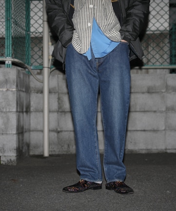 CIOTA 本藍スビンコットン13.5ozストレートデニム [ダークブルーダメージ]