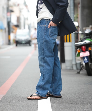 CIOTA 本藍スビンコットン13.5ozストレートデニム [ミディアムダークブルーダメージ]