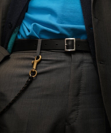 XOLO JEWERLY Square Narrow Buckle Belt [Black]