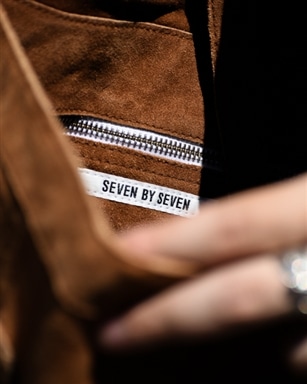 SEVEN BY SEVEN Leather Shoulder Bag -Cow Split Leather- [Brown/Gray/Black]