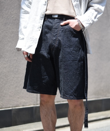 blurhms [ブラームス] 23SS "12.9oz Selvage Denim Super Wide GI-belt Shorts"