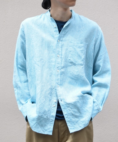 INDIVIDUALIZED SHIRTS [インディビジュアライズドシャツ] LOFTMAN別注 Band Collar Linen Shirt -Blue-