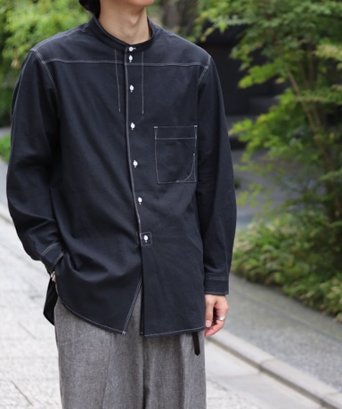 Gorsch [ ゴーシュ ] STAND COLLAR SOLID LONG SHIRT