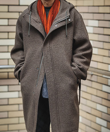 AURALEE [Blushed Alpaca Wool Melton Hooded Coat]