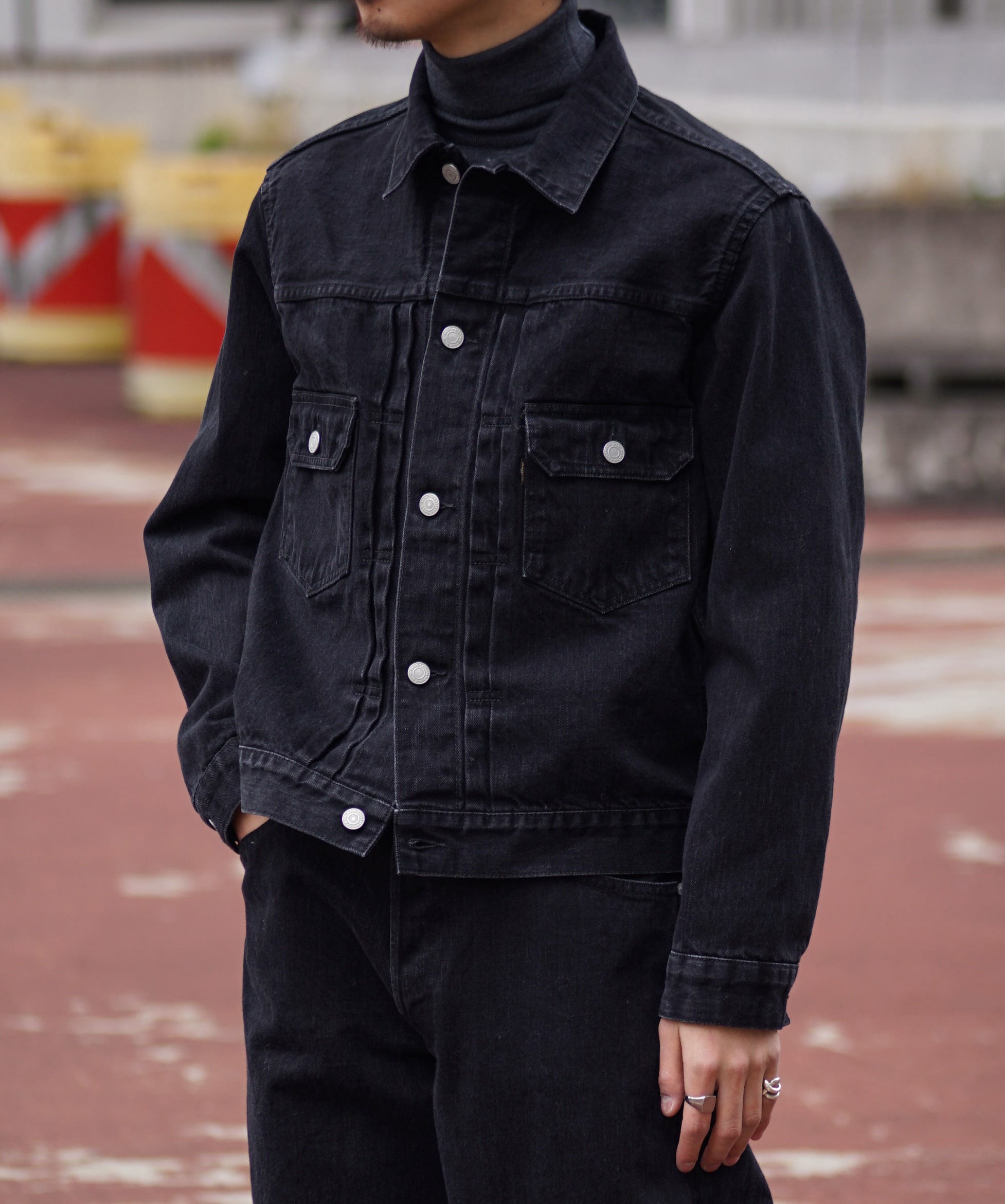 SCYE BASICS 26SS SELVAGE BLACK DENIM JACKET TYPE2/BAGGY JEANS