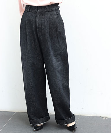 【R&D.M.CO-/アールアンドディーエムコー】Tuck Denim Wide Pants/タックデニムワイドパンツ