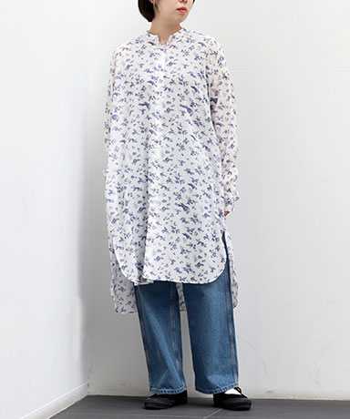【R&D.M.CO-/アールアンドディーエムコー】Garden Stand Collar Long Shirt