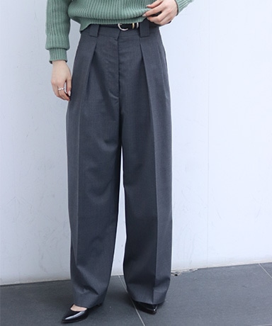 【CINOH/チノ】T/W Twill High Waist Two Tuck Pants