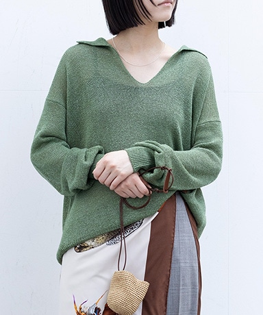 【Cristaseya/クリスタセヤ】Washi paper polo sweater