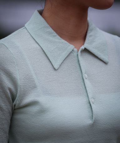 AURALEE WOOL AMUZEN POLO [PALE GREEN]