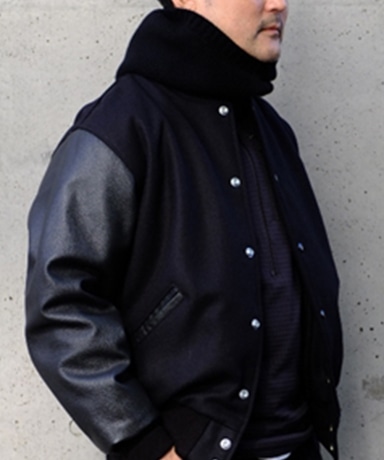 LOFTMAN別注 Versity Leather Jacket(S(MEN) Black/ブラック): GAME 
