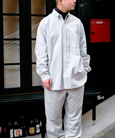 【nanamica/ナナミカ】Button Down Stripe Wind Shirt-Navy