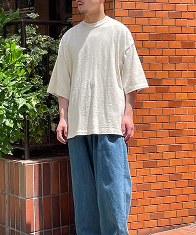 【blurhms/ブラームス】Cotton Silk Nep Super Size Tee - Ivoryカラー