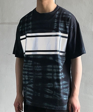 【SASSAFRAS/ササフラス】Night Frash Border T 1/2 - Single Yarn Cotton(Kago Dye)