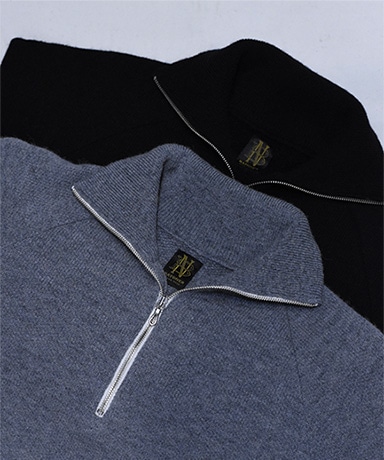 【BATONER/バトナー】 Men Backloop Camel Half Zip