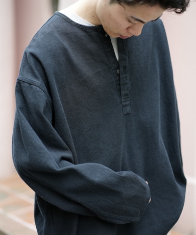 alvana/アルヴァナ Natural Twill  No Coller Shirts 【Ink Black】
