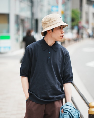 KAPTAIN SUNSHINE/キャプテンサンシャイン Cotton Knit Polo Shirt [Navy]