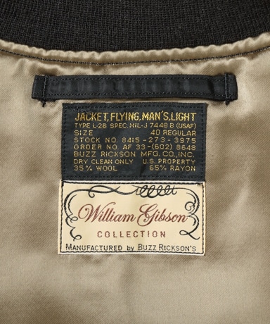 Buzz Ricksons - WILLIAM GIBSON Collection Black L-2B No Stencil