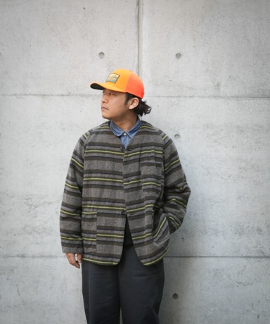 POST O'ALLS / ポストオーバーオールズ Post 43 DV - Trashed Wool [Green Stripe]