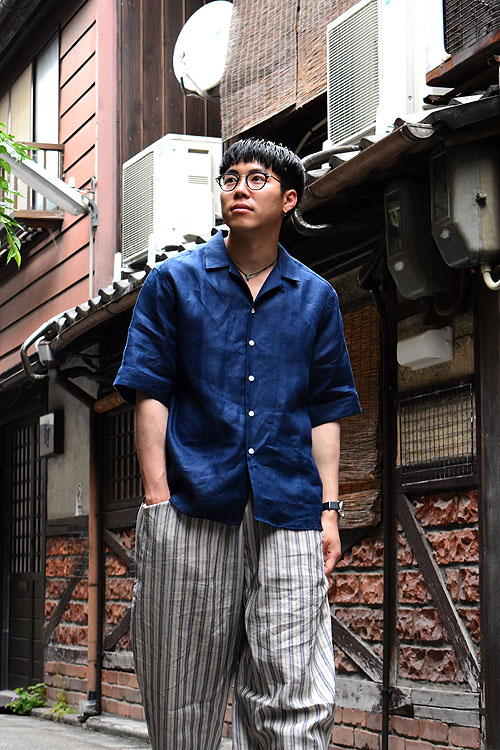 James Mortimer [ジェームスモルティマー] Open Collared Shirt [Ecru