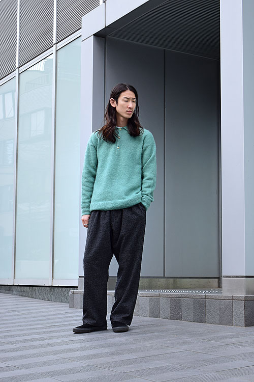 AURALEE[オーラリー] 23AW Brushed Super Kid Mohair Knit Polo [Jade