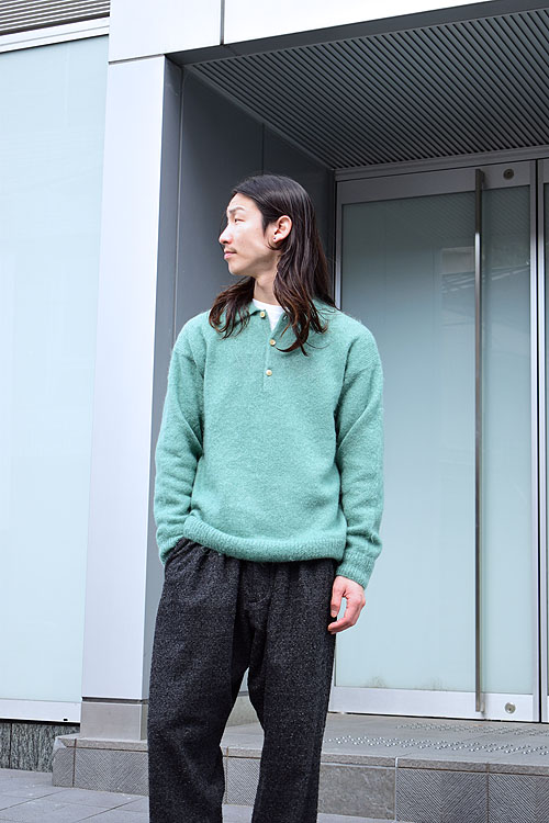 AURALEE[オーラリー] 23AW Brushed Super Kid Mohair Knit Polo [Jade