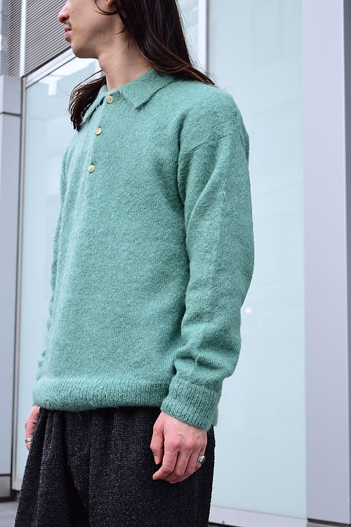 23AW BRUSHED SUPER KID MOHAIR KNIT POLOお値下げ可能ですご検討ください