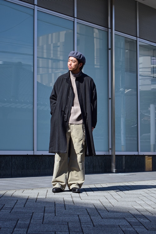 blurhms ROOTSTOCK[ブラームスルーツストック] 23AW Ramie Wool 65 Coat [Black]