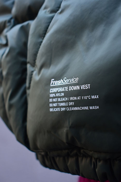 FreshService[フレッシュサービス] 23AW Corporate Down Vest