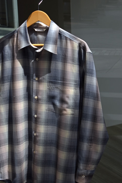 AURALEE[オーラリー] Super Light Wool Check Shirt - 8/30(fri)~ Launch