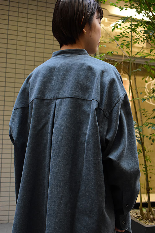 Graphpaper / Linen Cupro Oversized Band Collar Shirt , Linen