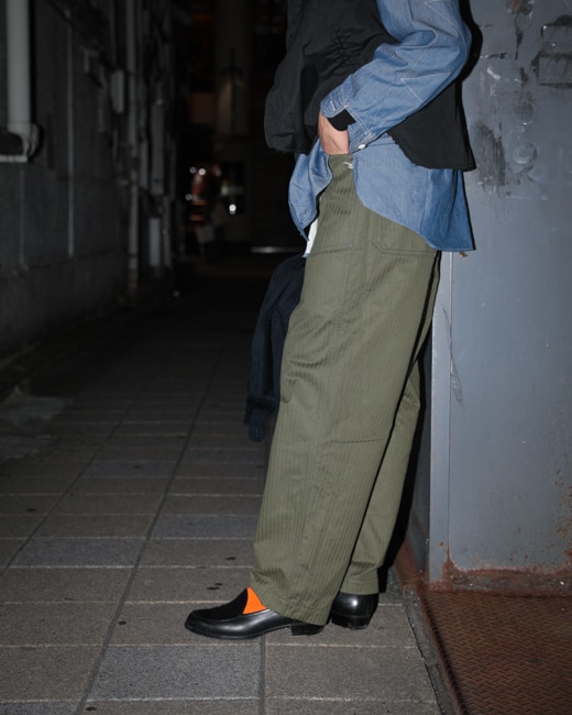 BONCOURA US Army Work Pants Threne Vat Dye Herringbone [Olive]