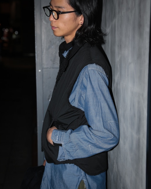 EngineeredGarments POP QUILTED VEST L 美品 Men's Lightweight Glossy Winter Vest Jacket Sleeveless
