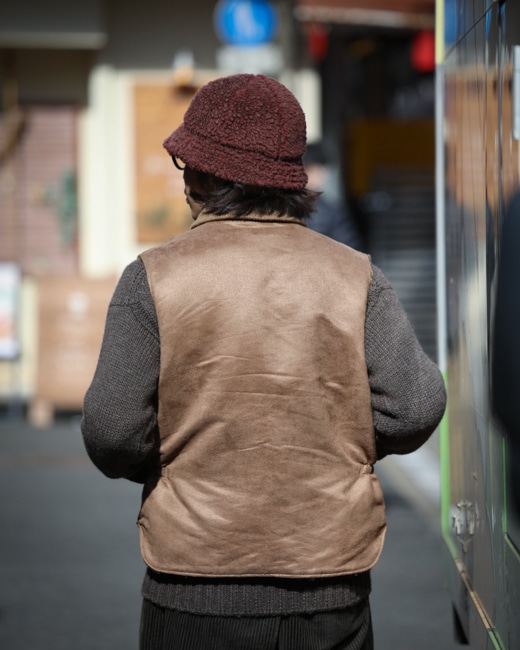 ENGINEERED GARMENTS LL Vest [Khaki(Polyester Fake Suede)]