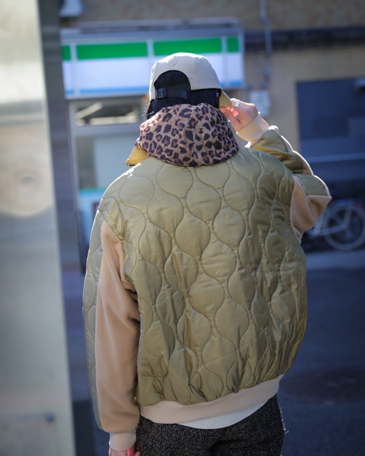 S.F.C QUILTED PUFF JACKET [Khaki×Beige]