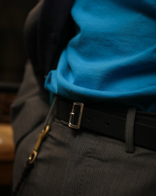 XOLO JEWERLY Square Narrow Buckle Belt [Black]