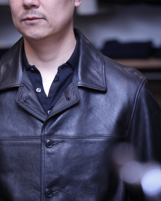 BONCOURA SASHA Leather Car Coat [Black]