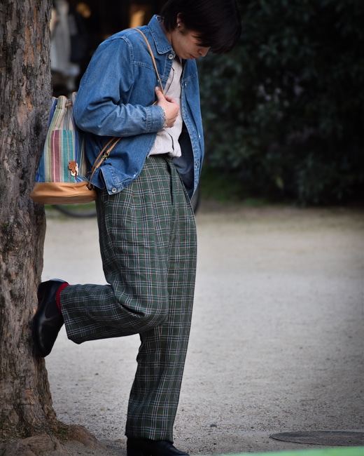 NEAT Linen H Check Wide Type1 [Green]