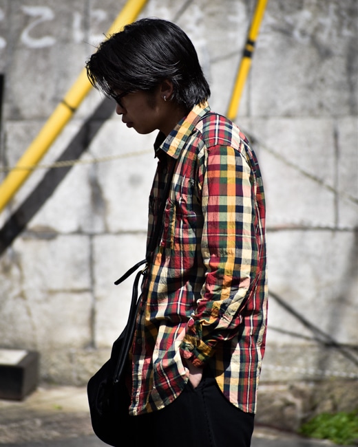 ENGINEERED GARMENTS Work Shirt [Green/Navy(Cotton Small Plaid)]