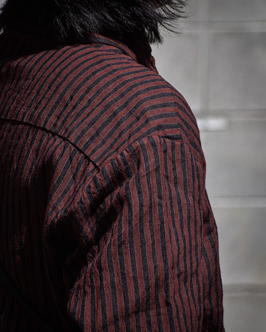 EVAN KINORI Big Shirt Two [Navy/Red(Yarn Dyed Linen)]