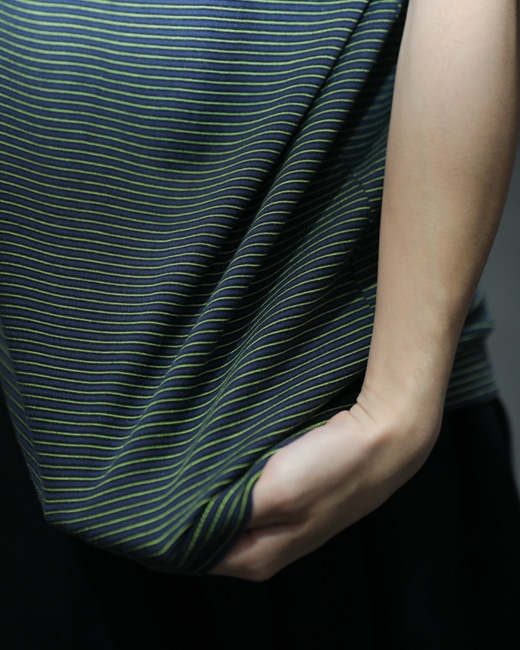 YONETOMI NEW BASIC GARMENT DYED BORDER T