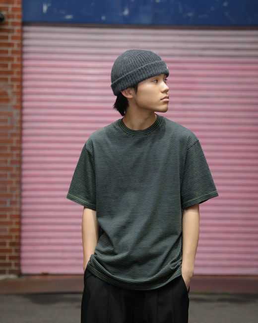 YONETOMI NEW BASIC GARMENT DYED BORDER T