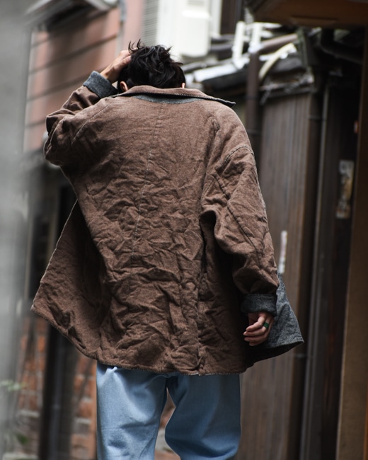 The crooked Tailor Reversible over jacket [mocha×bk gray]